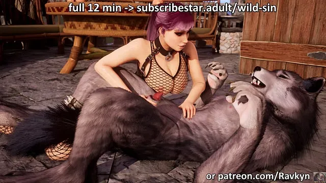 The Gray Werewolf on the Castle Terrace | 3D furry porn