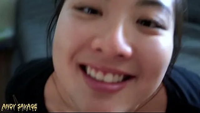 POV throatfucking 19 year old Chinese girlfriend facial cumshot