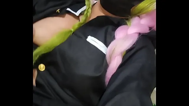 My otaku friend with Mitsuri cosplay gets hot after the convention part