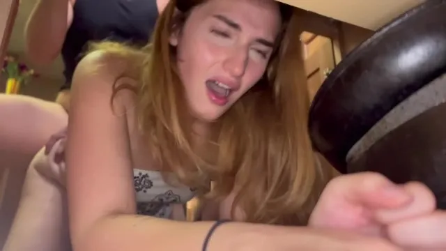 Step bro helps Daniela Chanel get unstuck and she rides big dick for creampie