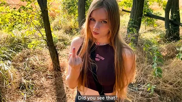 Horny Schoolgirl got Lost in the Forest and is ready to do anything to get out