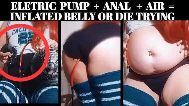 Redhead pornstar in extreme belly inflation challenge – pop, break or explode?