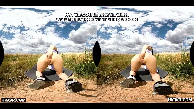 Hotkinkyjo in white dress self anal fisting & prolapse on the field road