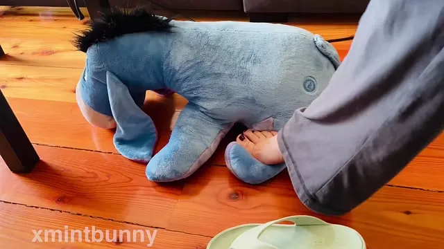Stepping on a soft plush!