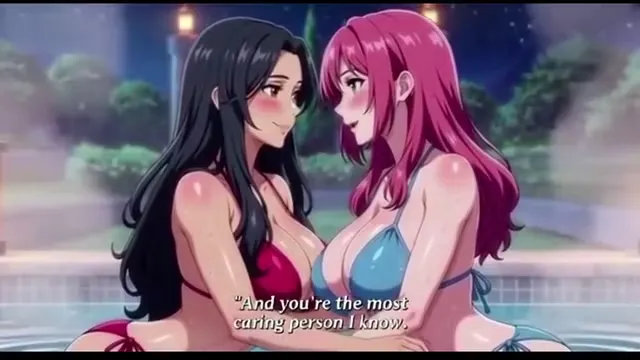Two Lesbian Girls taking Hot Bath and Playing together Hentai Anime