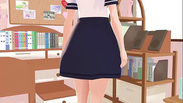 Anime school girl gravure in her rooms