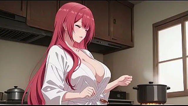 Stepson Came Home Early and Caught Dad's Wife Cooking in a Tiny Robe. Kureha Enomoto Hentai Cosplay