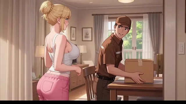 The courier satisfied a horny girl