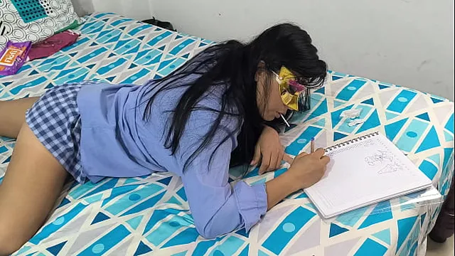 The woman in uniform is doing her homework in a short skirt! She's beautiful and flirtatious