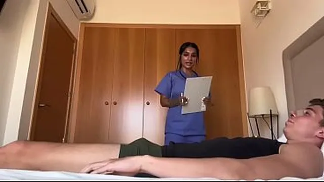 Nurse has sex with her patient and lets him cum in her ass