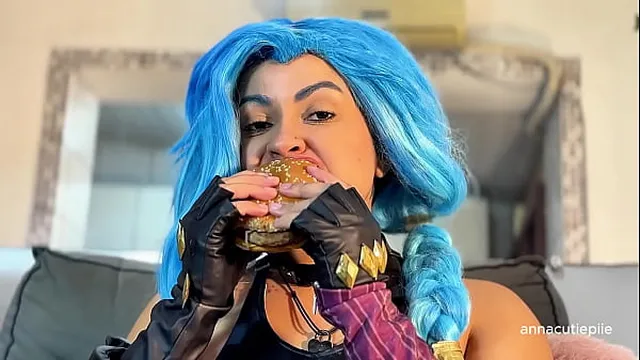 Jinx Cosplay Eating McDonald’s with Burps and Belly Noises